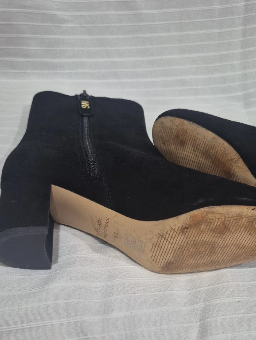 STUART WEITZMAN Classic Black Suede Ankle Boots - Women's Chelsea Heel